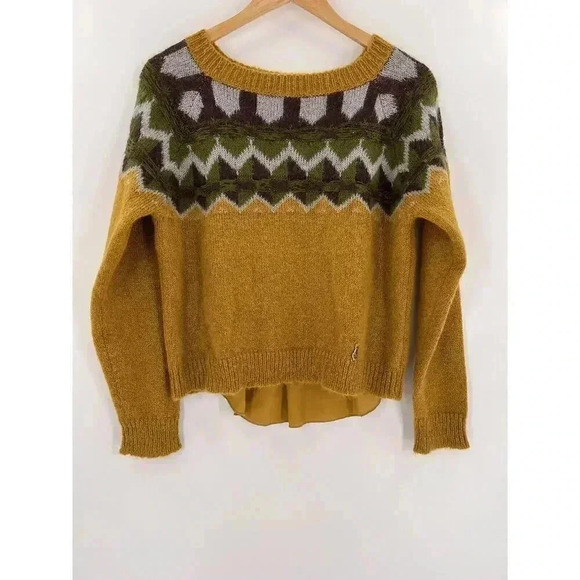 Siste's Made in Italy Gorgeous Mixed Fabric Design Mustard Yellow/Green XSMALL - Picture 3 of 10